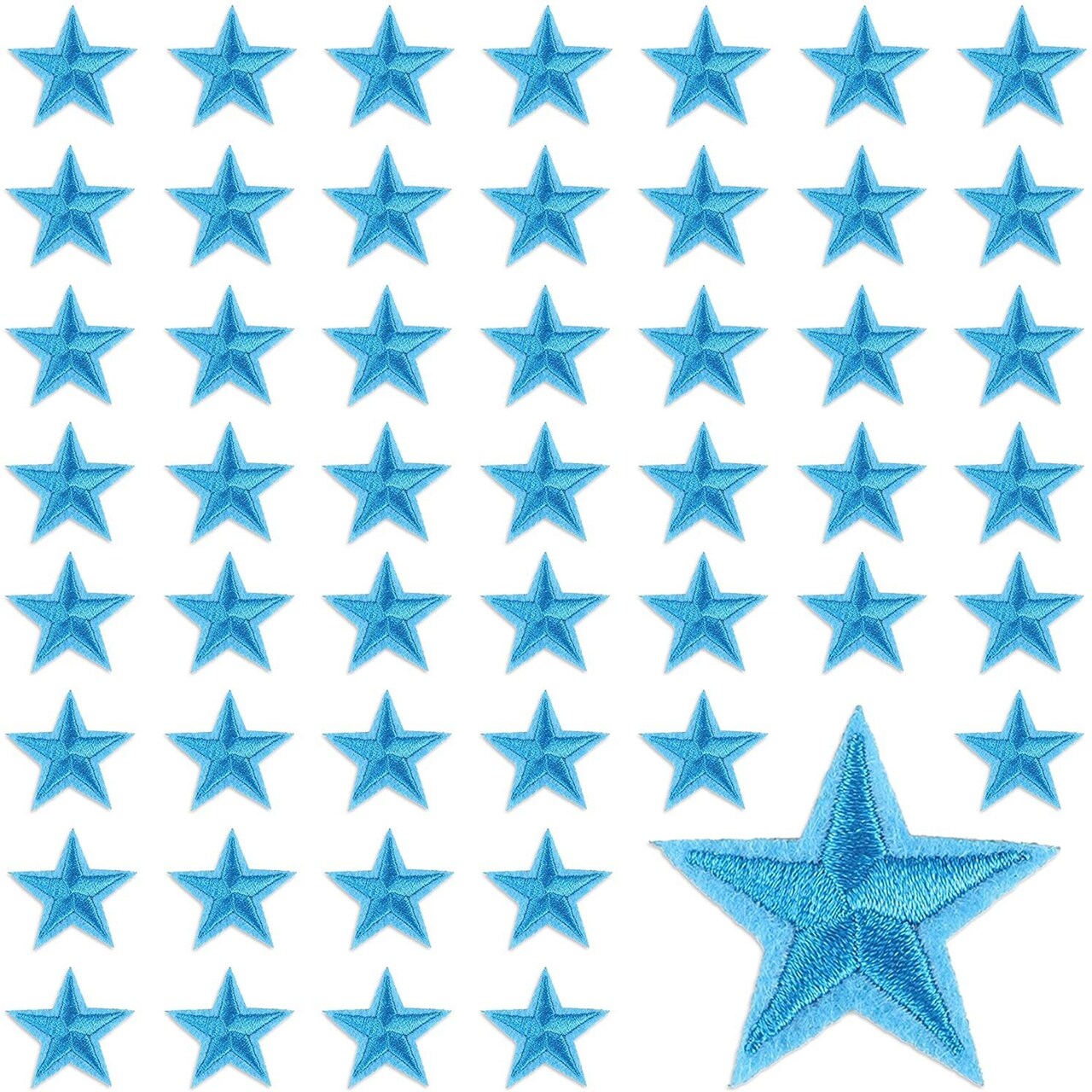 Small Blue Star Embroidery Patches for Clothing, Iron On Sewing Appliques  (1.4 in, 50 Pack)